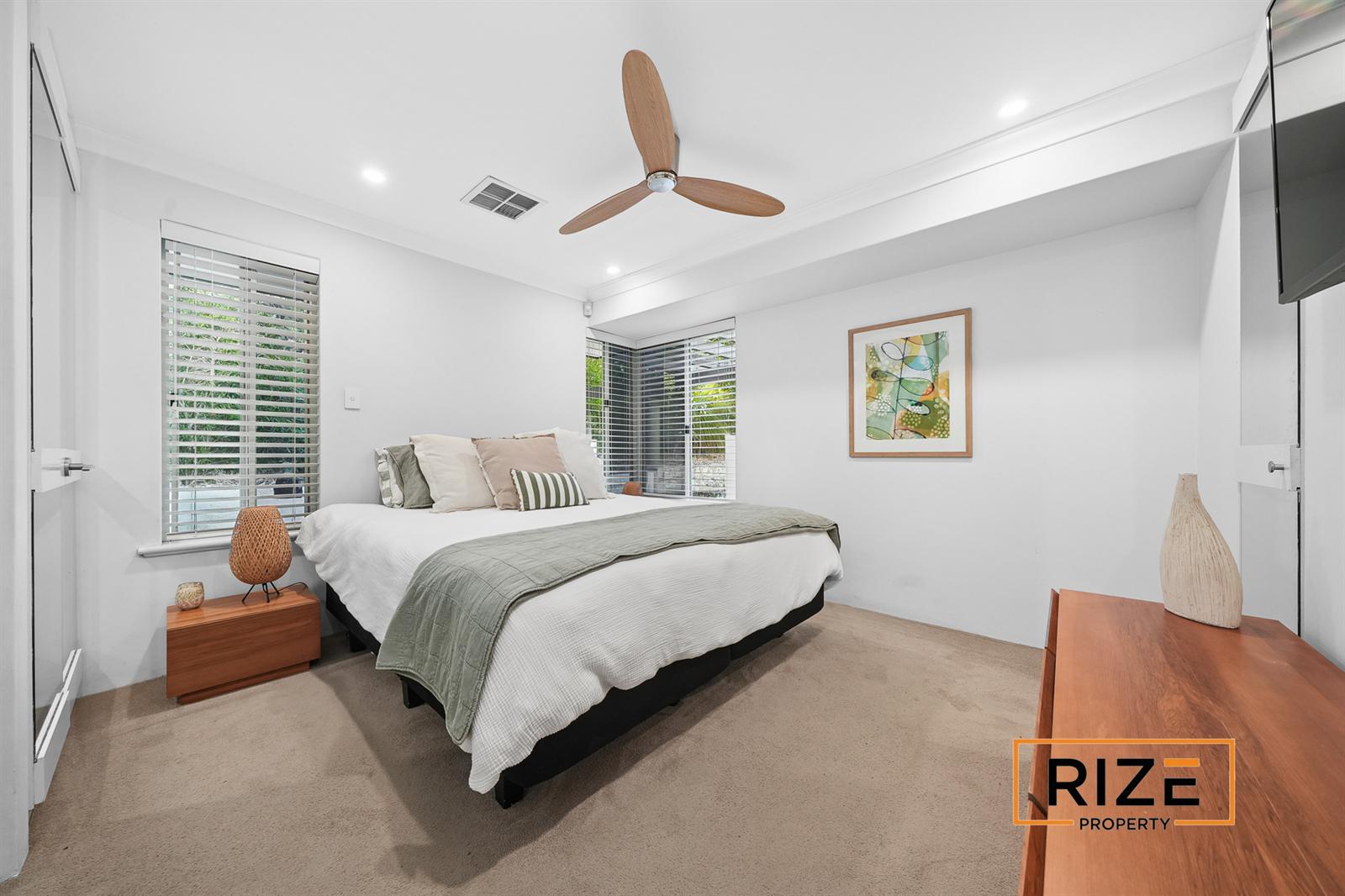 The king-sized master bedroom